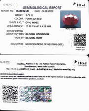 4.79/CT Natural Neo Burma Ruby with Govt. Lab Certificate (4551)